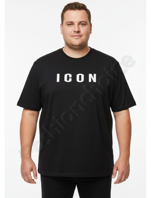 Plus size ανδρική κοντομάνικη μπλούζα ICON /4XL-10XL/-μαύρο-κωδ 26107