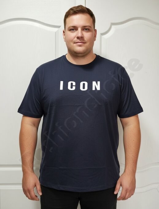 Plus size ανδρική κοντομάνικη μπλούζα ICON /4XL-10XL/-σκούρο μπλε-κωδ 26107-3