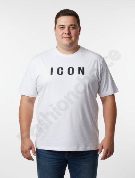 Plus size ανδρική κοντομάνικη μπλούζα ICON /4XL-10XL/-λευκό-κωδ 26107-4