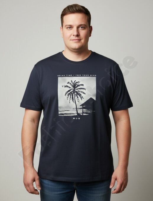 Plus size ανδρικό T-shirt με τύπωμα Relax Time/4XL-10XL/-σκούρο μπλε-κωδ 26109-3