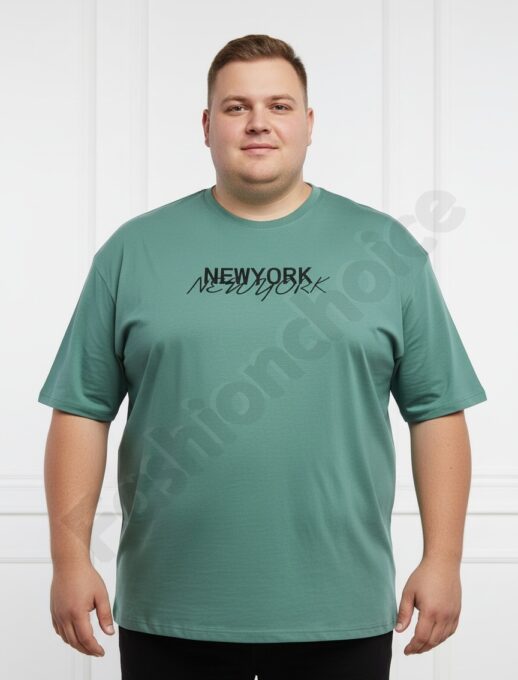 Plus size ανδρική κοντομάνικη μπλούζα NewYork-πράσινο-κωδ 26204-2