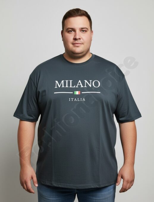 Plus size ανδρική κοντομάνικη μπλούζα Milano-κυπαρισσί-κωδ 26201-2