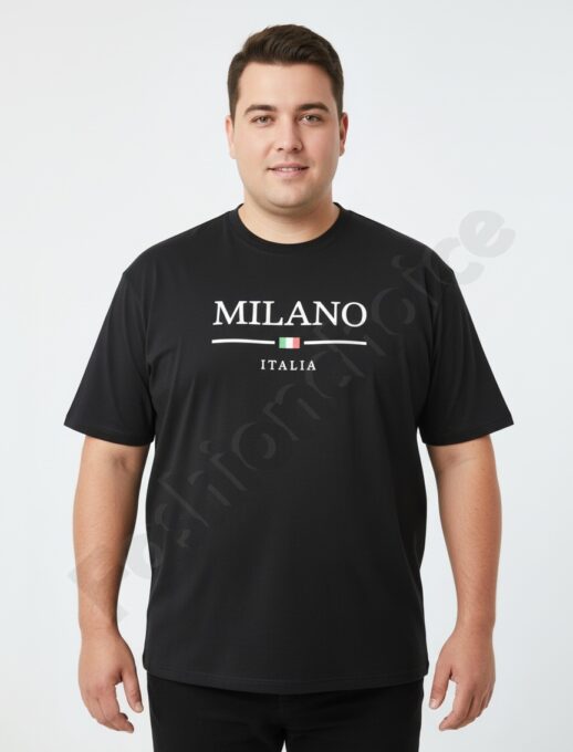 Plus size ανδρική κοντομάνικη μπλούζα Milano-μαύρο-κωδ 26201