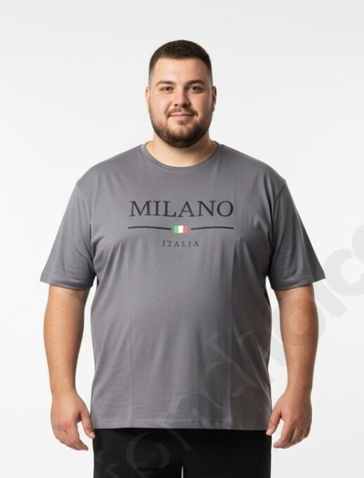 Plus size ανδρική κοντομάνικη μπλούζα Milano-γκρι-κωδ 26201-1