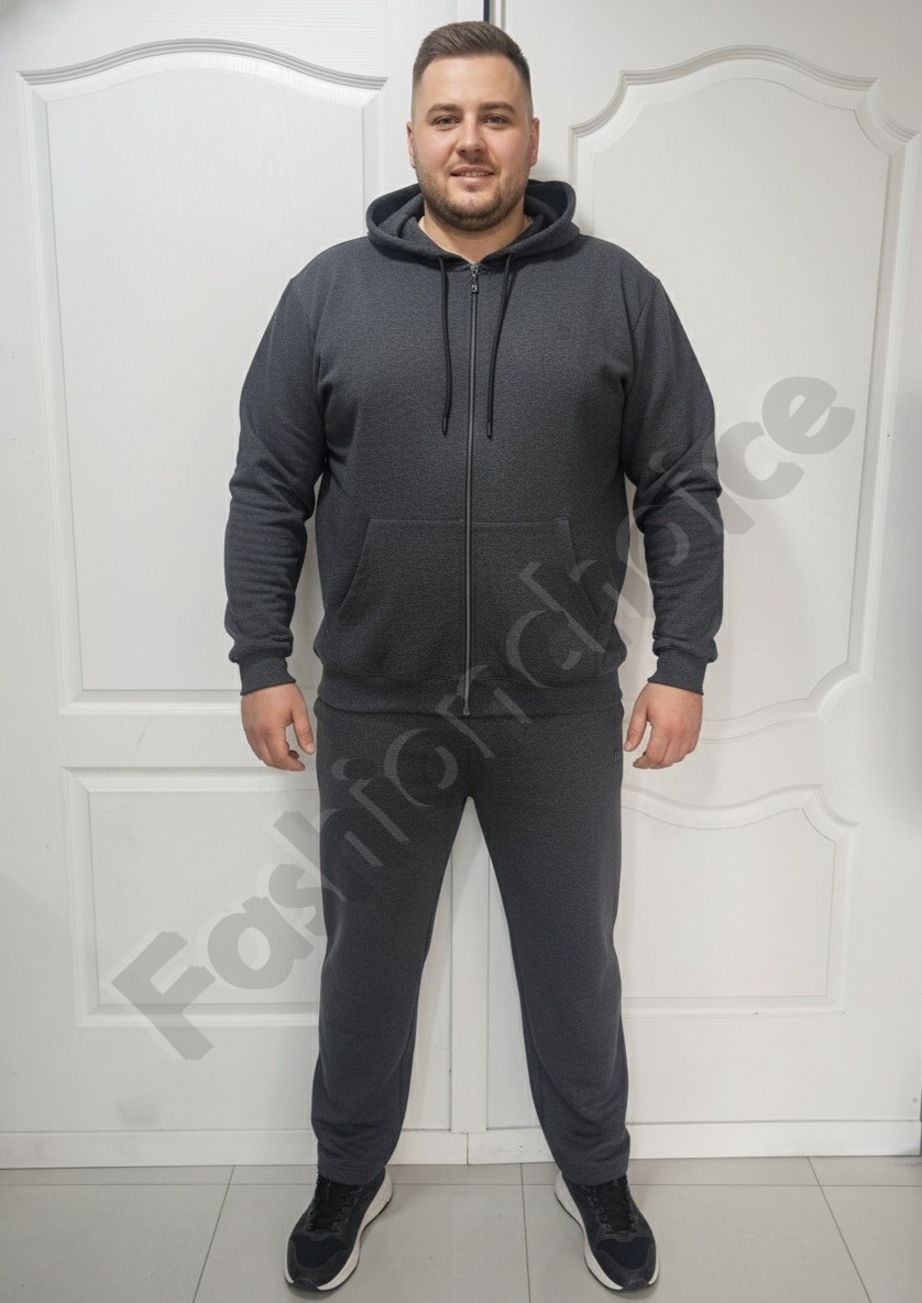 Ανδρικό plus size σετ φόρμας-γραφίτη-κωδ 183-1