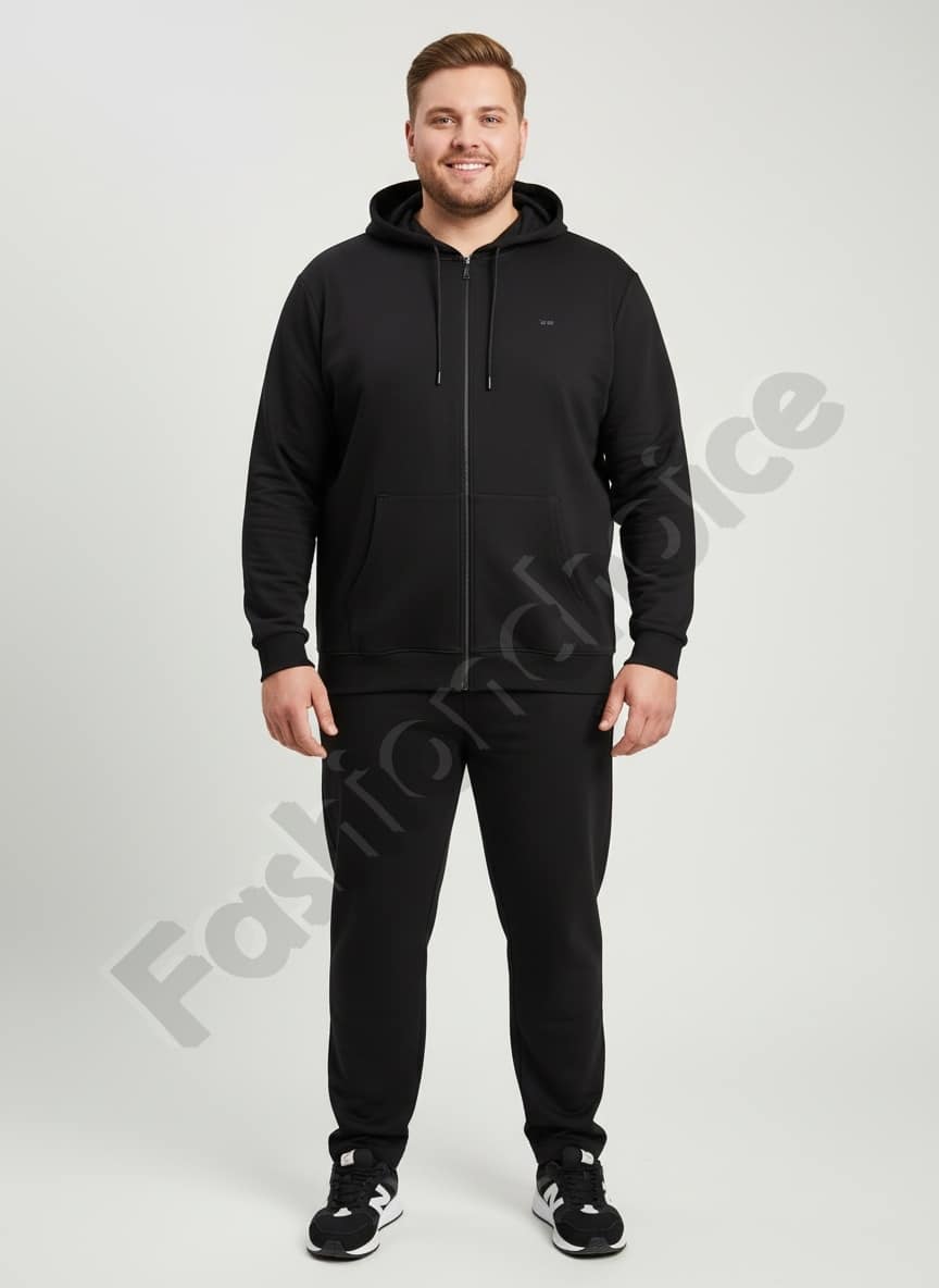 Ανδρικό plus size σετ φόρμας-μαύρο-κωδ 183