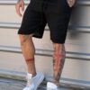 Βερμούδα relaxed fit 100% λινό-μαύρο-κωδ 27100