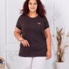 Plus size κοντομάνικη μπλούζα με διακριτικό τύπωμα-καφέ-κωδ 6965-8
