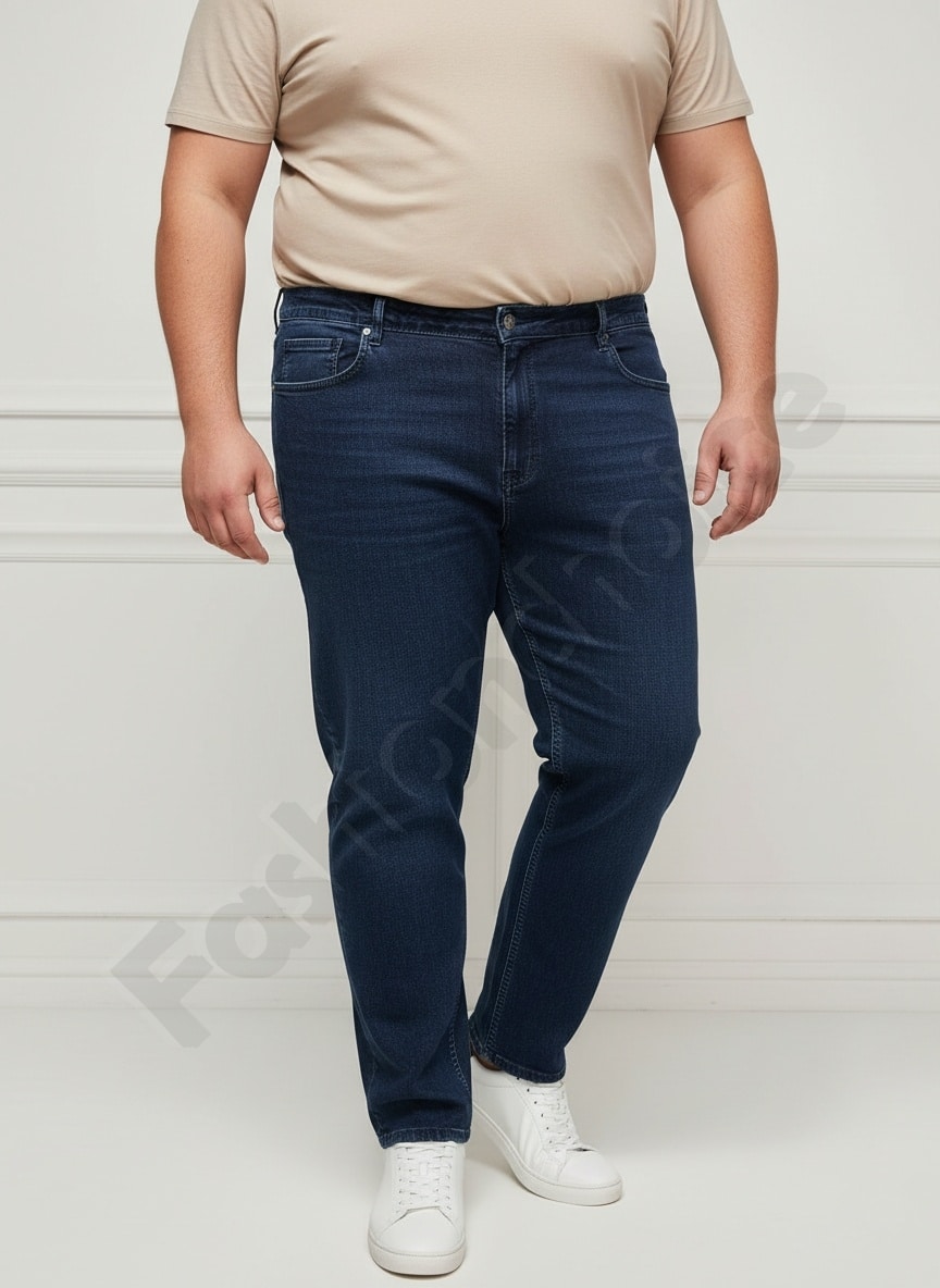 Ανδρικό plus size τζιν παντελόνι/56-74/-σκούρο μπλε-κωδ 24900-2