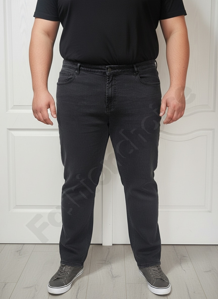 Ανδρικό plus size τζιν παντελόνι/58-74/-μαύρο-κωδ 24900