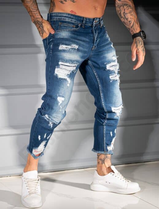 Ανδρικό τζιν παντελόνι Skinny Fit /34-44/-μπλε-κωδ 4928-5