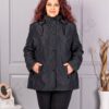 Plus size ελαφρύ μπουφάν με κουκούλα-μαύρο-κωδ 5726