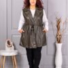 Plus size γιλέκο με όψη δέρματος-χακί-κωδ 52592-5
