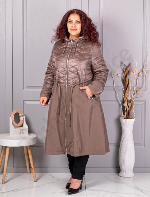 Plus size καπιτονέ καμπαρντίνα-μόκα-κωδ 2967-3