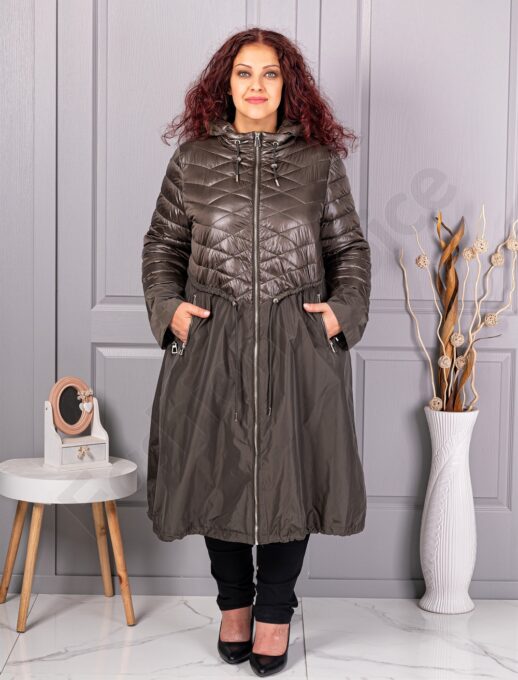 Plus size καπιτονέ καμπαρντίνα-χακί-κωδ 2967-2