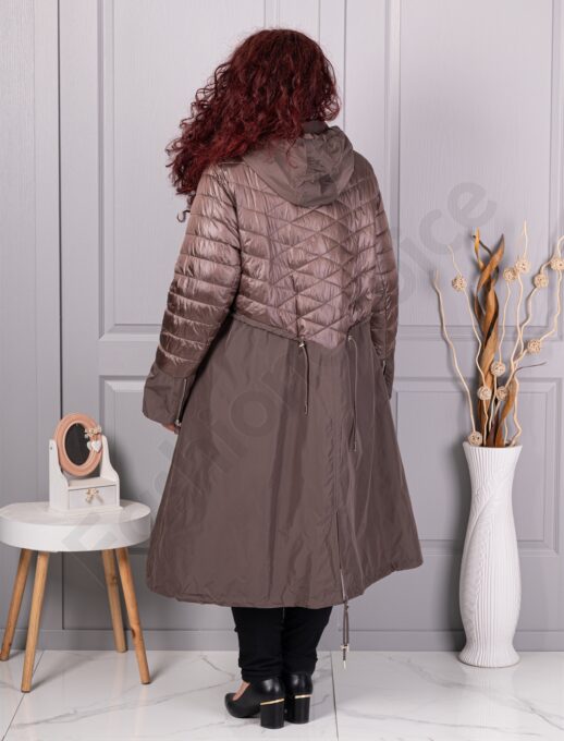 Plus size καπιτονέ καμπαρντίνα-καφέ-κωδ 2967-1