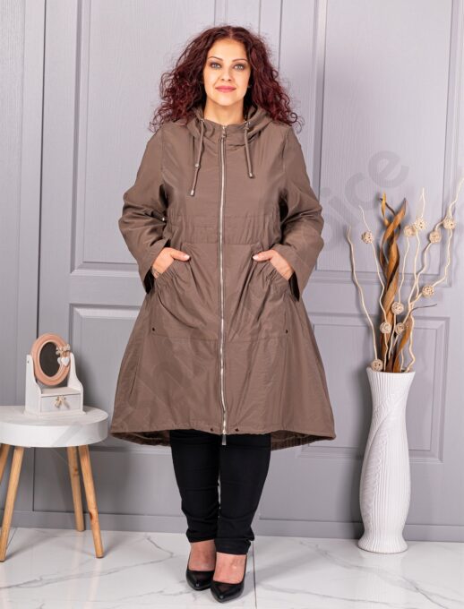 Plus size καμπαρντίνα από τεχνικό ύφασμα-μόκα-κωδ 2509-1