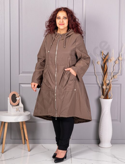 Plus size καμπαρντίνα από τεχνικό ύφασμα-μόκα-κωδ 2509-1