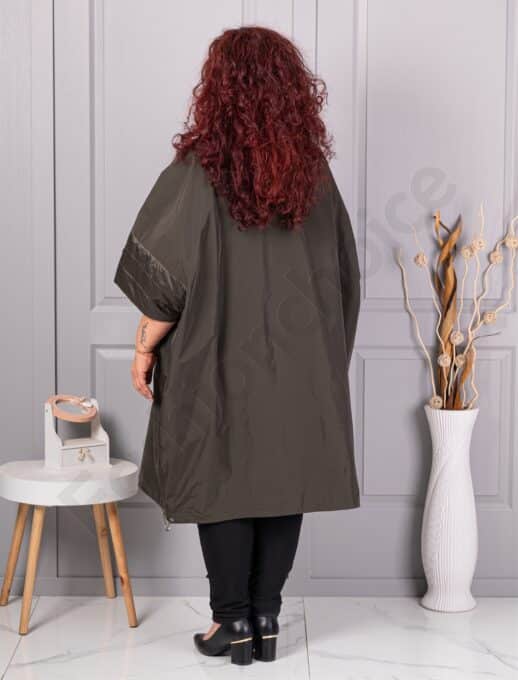Plus size καμπαρντίνα από τεχνικό ύφασμα-χακί-κωδ 2558