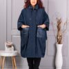 Plus size καμπαρντίνα από τεχνικό ύφασμα-μπλε σκούρο-κωδ 2558-2