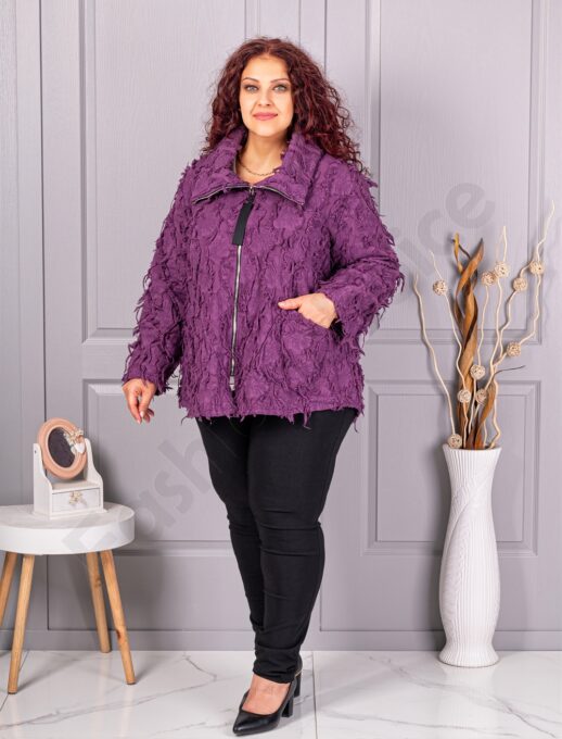 Plus size ζακέτα με ιδιαίτερη 3D υφή-μωβ-κωδ 92331-6