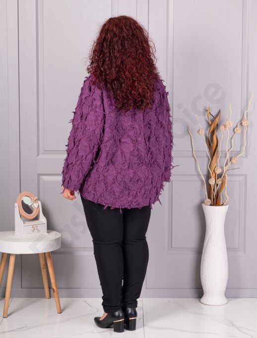 Plus size ζακέτα με ιδιαίτερη 3D υφή-μωβ-κωδ 92331-6