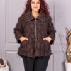 Plus size ζακέτα με ιδιαίτερη 3D υφή-καφέ-κωδ 92331-5