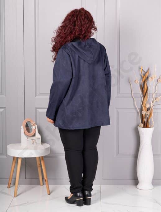 Plus size ζακέτα με όψη καστόρ-μπλε σκούρο-κωδ 5250-2