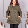 Plus size ζακέτα με όψη καστόρ-χακί-κωδ 5250-3