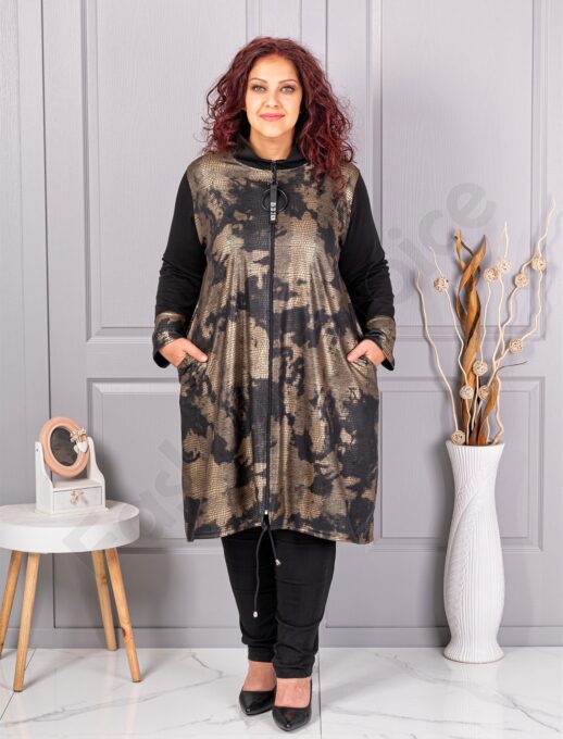 Plus size καμπαρντίνα με χρυσό τύπωμα-κωδ 1454-2