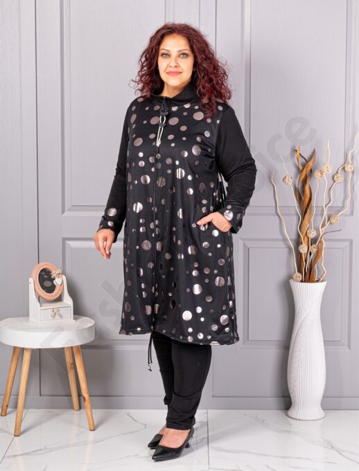 Plus size καμπαρντίνα με ασημί πουά-κωδ 1454-3