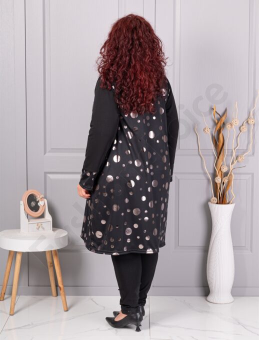 Plus size καμπαρντίνα με ασημί πουά-κωδ 1454-3