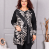 Plus size ασύμμετρη τουνίκ-μπεζ φύλλα-κωδ 261412