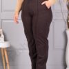 Plus size παντελόνι με ελαστική μέση-καφέ-κωδ 3005-1