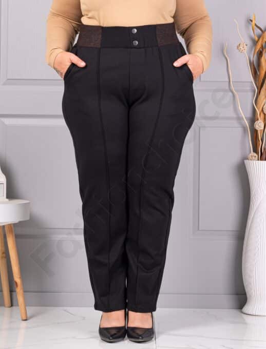 Plus size παντελόνι με ελαστική μέση-μαύρο-κωδ 3005