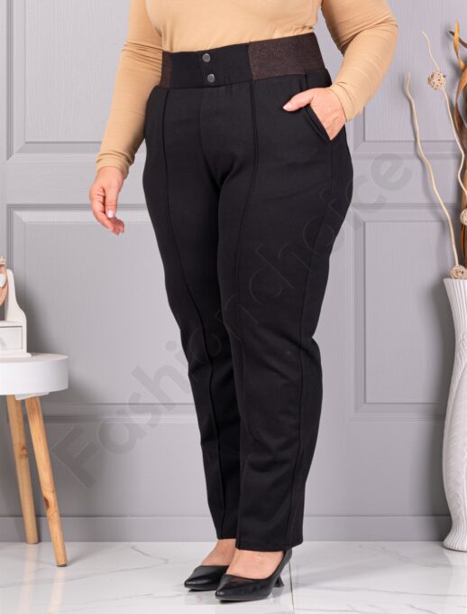 Plus size παντελόνι με ελαστική μέση-μαύρο-κωδ 3005