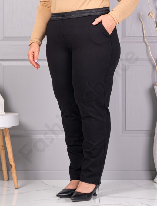 Plus size παντελόνι με φιογκάκια στρας-κωδ 2640