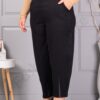 Plus size παντελόνι με δερμάτινες λεπτομέρειες-κωδ 73213