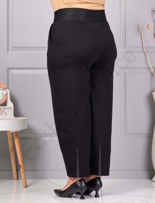 Plus size παντελόνι με δερμάτινες λεπτομέρειες-κωδ 73213