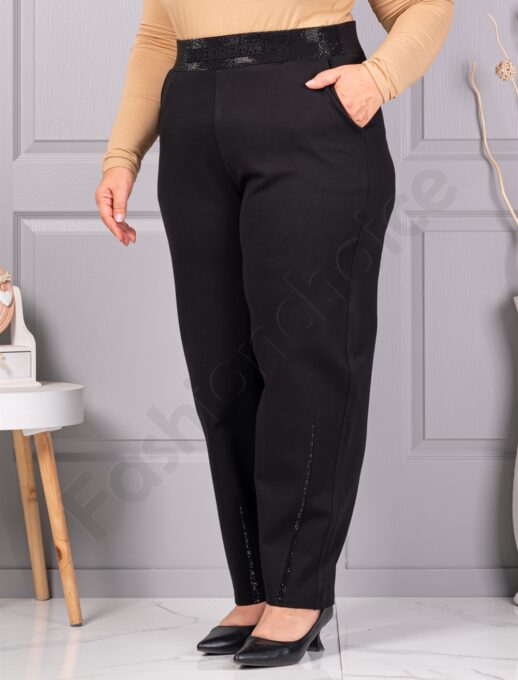 Plus size παντελόνι με λεπτομέρειες στρας-κωδ 73164