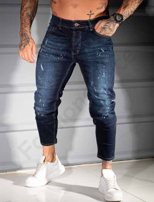 Ανδρικό τζιν παντελόνι Skinny Fit με πιτσιλιές/34-42/-μπλε-κωδ 2123