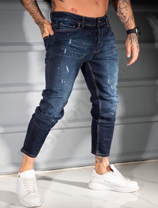 Ανδρικό τζιν παντελόνι Skinny Fit με πιτσιλιές/34-42/-μπλε-κωδ 2123