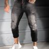 Ανδρικό τζιν παντελόνι Skinny με πιτσιλιές-μαύρο-κωδ 498-02
