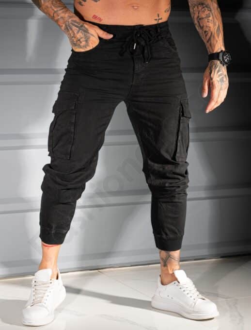 Ανδρικό jogger παντελόνι-μαύρο-κωδ 767
