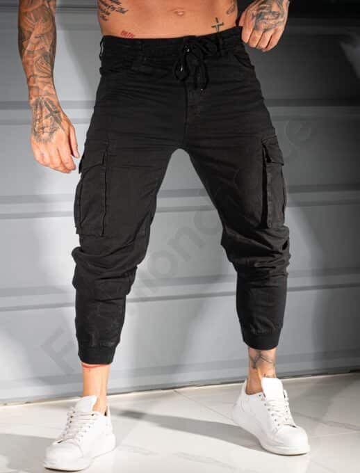 Ανδρικό jogger παντελόνι-μαύρο-κωδ 767