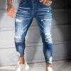 Ανδρικό τζιν παντελόνι Skinny με σκισίματα-μπλε-κωδ 1166