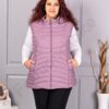 Plus size αμάνικο μπουφάν καπιτονέ-λιλά-κωδ 605-3