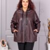 Plus size τζάκετ σε όψη δερματίνης-μπορντό-κωδ 53248-3