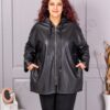 Plus size τζάκετ σε όψη δερματίνης-μαύρο-κωδ 5252