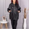 Plus size τζάκετ μακρύ σε όψη δερματίνης-μαύρο-κωδ 53281